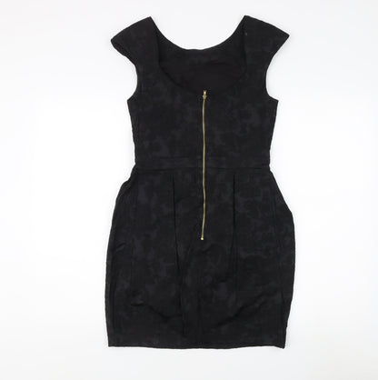 River Island Women's Black Dress Size 8 with Zip Closure