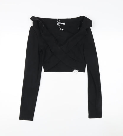 Womens UK Size 12 Zara Black Cropped Blouse
