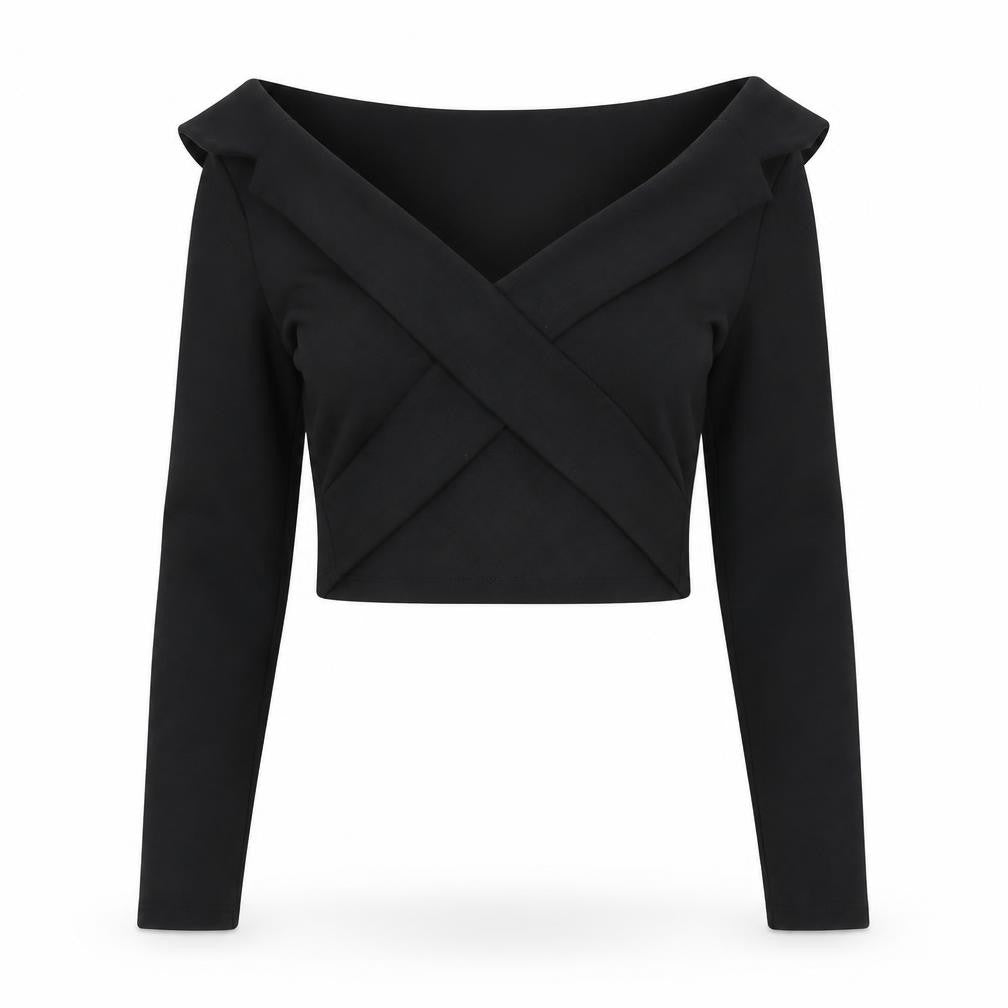 Womens UK Size 12 Zara Black Cropped Blouse