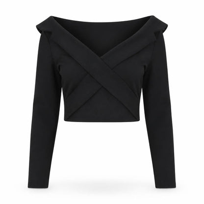 Womens UK Size 12 Zara Black Cropped Blouse