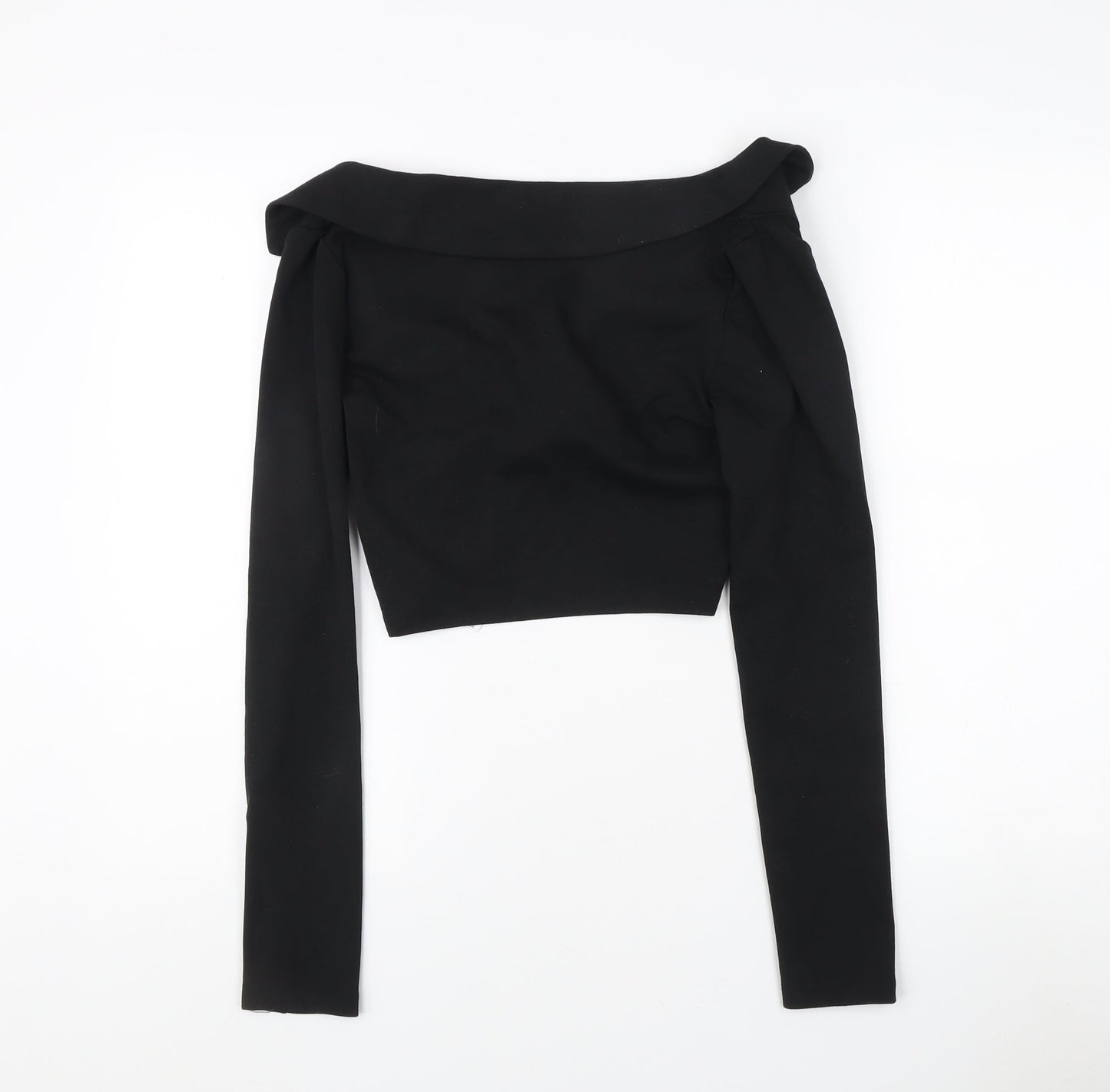 Womens UK Size 12 Zara Black Cropped Blouse