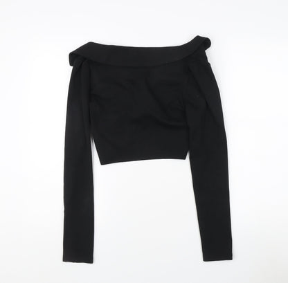 Womens UK Size 12 Zara Black Cropped Blouse