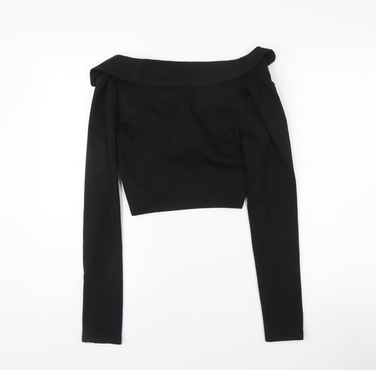 Womens UK Size 12 Zara Black Cropped Blouse