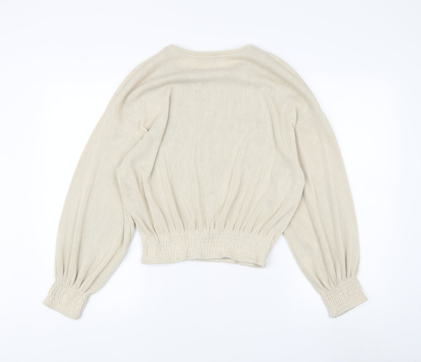 Womens UK Size 10 Zara Beige Basic Blouse