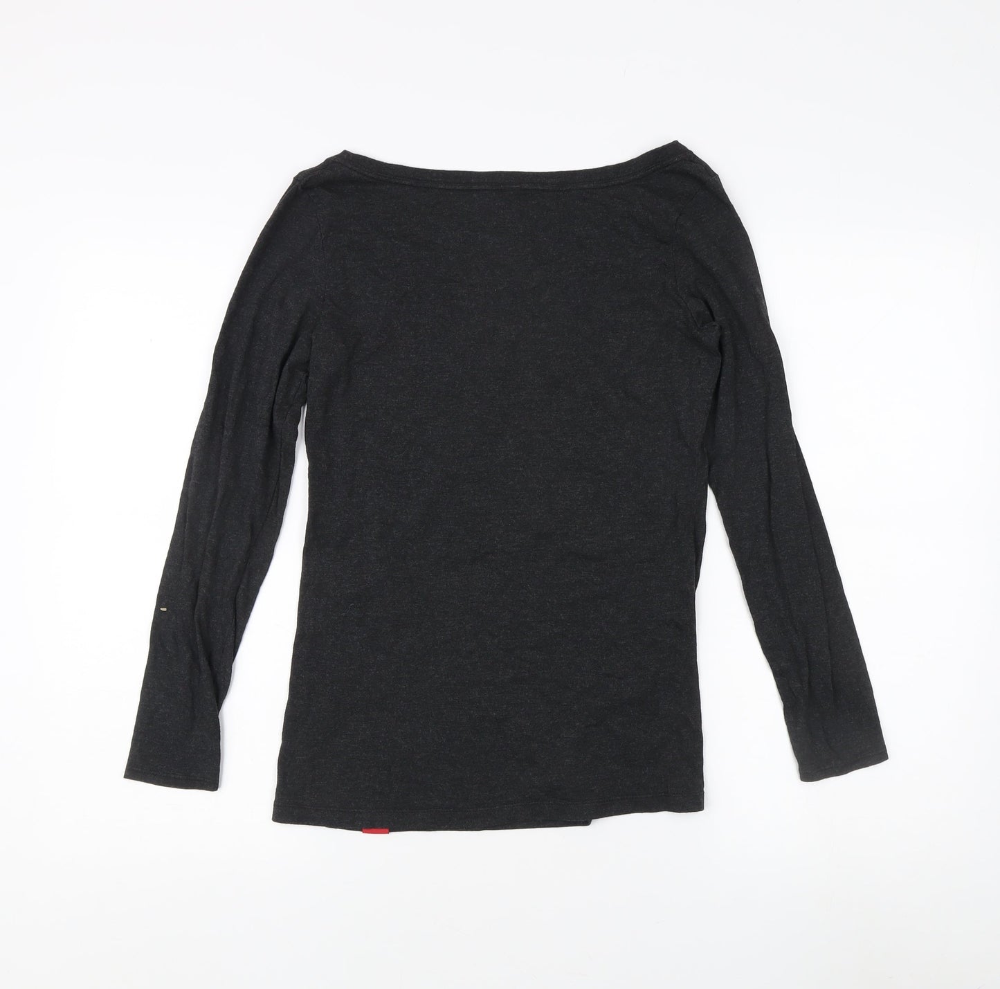 Sportige Unisex Black Long Sleeve Boat Neck T-Shirt M