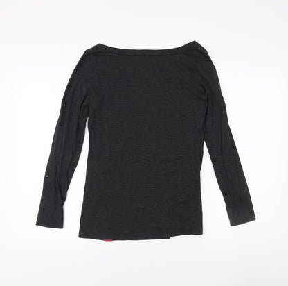 Sportige Unisex Black Long Sleeve Boat Neck T-Shirt M