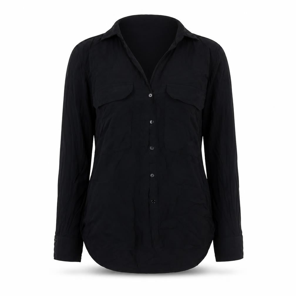 Womens UK Size XS Zara Black Basic Button-Up