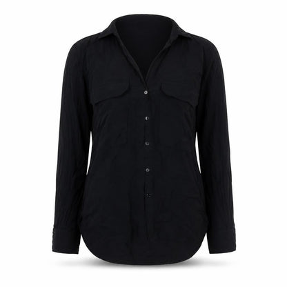 Womens UK Size XS Zara Black Basic Button-Up