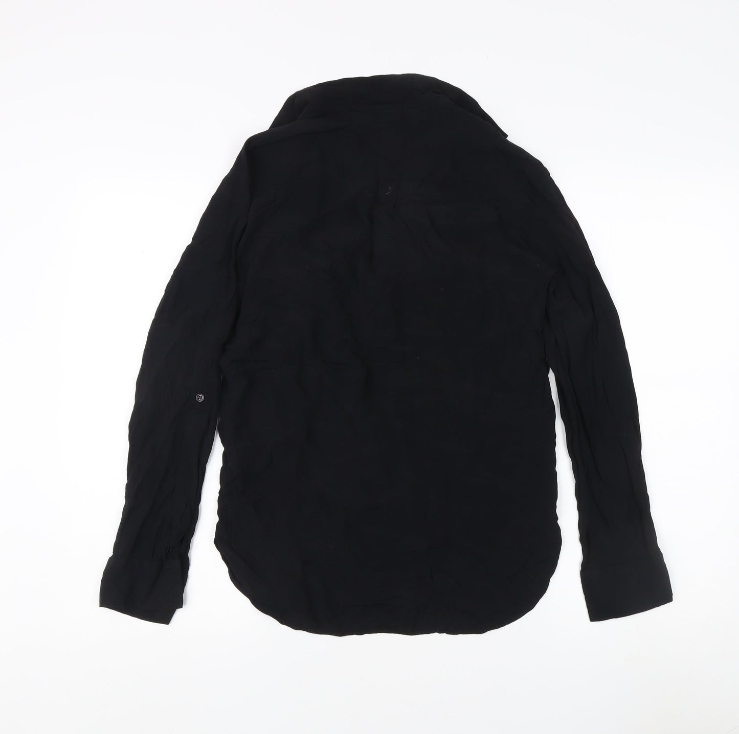 Womens UK Size XS Zara Black Basic Button-Up
