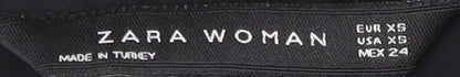 Womens UK Size XS Zara Black Basic Button-Up
