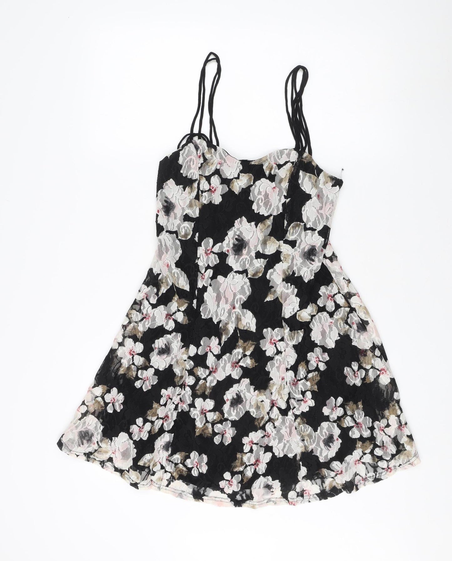 Pins and Needles Women's Black Floral A-Line Dress XS