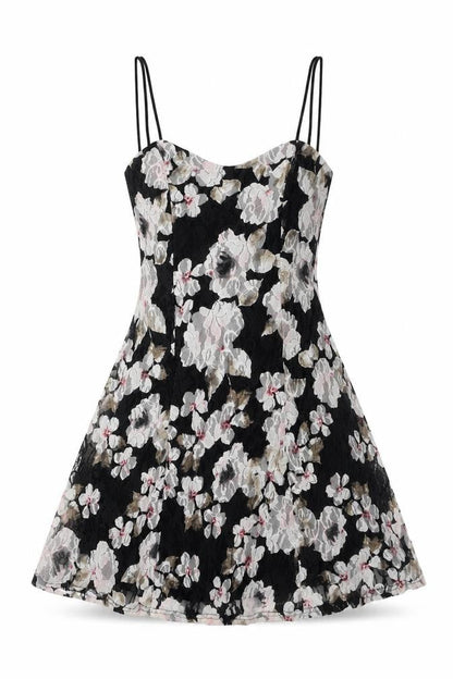 Pins and Needles Women's Black Floral A-Line Dress XS