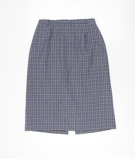 Sportleigh Women's Blue Checked Pencil Skirt, Size 14