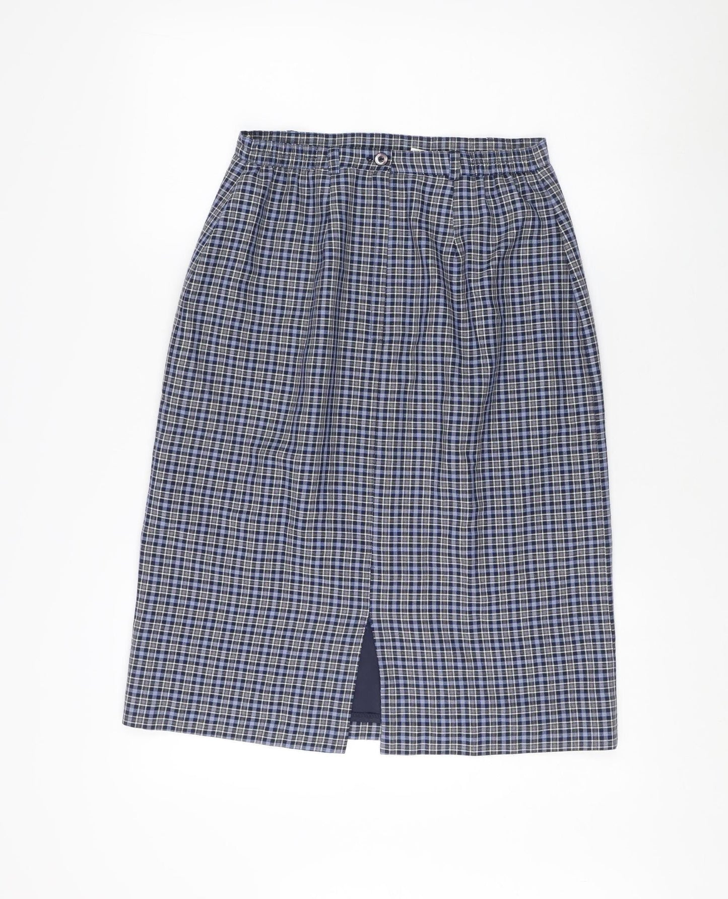 Sportleigh Women's Blue Checked Pencil Skirt, Size 14