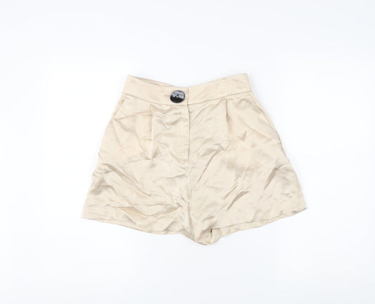 Zara Women's Beige Chino Shorts - XS, High Rise, Button