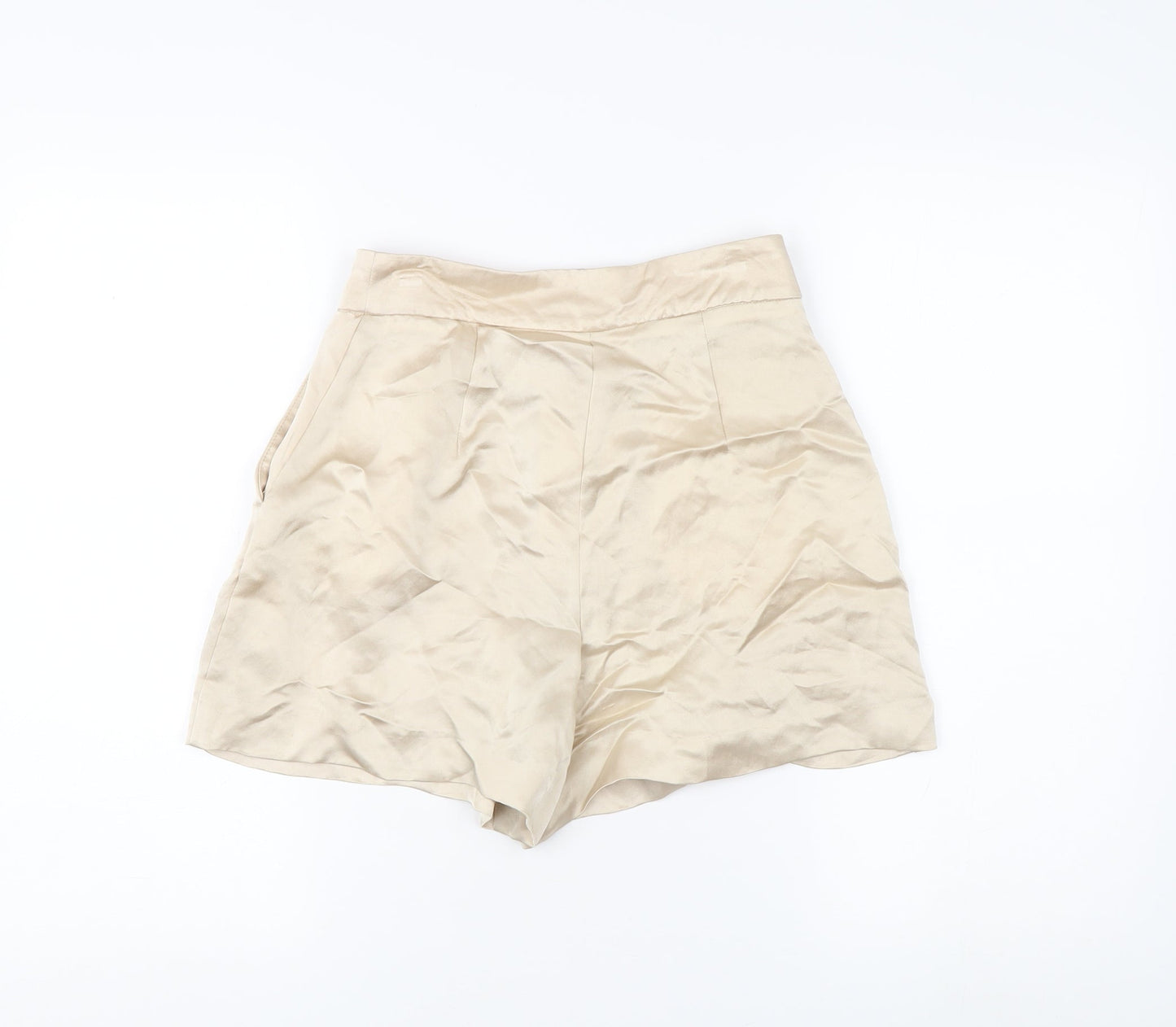 Zara Women's Beige Chino Shorts - XS, High Rise, Button