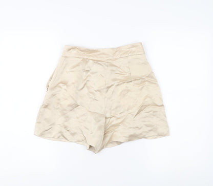 Zara Women's Beige Chino Shorts - XS, High Rise, Button