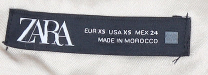 Zara Women's Beige Chino Shorts - XS, High Rise, Button