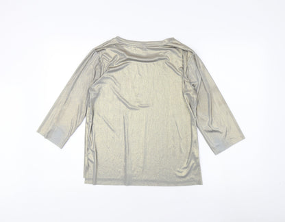Womens UK Size S Stradivarius Gold Basic Blouse