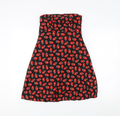 Get Cutie Co Women's Black Red Floral Strapless Dress