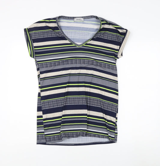 Alexara Women's Multicoloured Striped Top, Size S, V-Neck