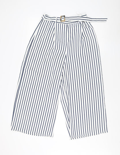 Topshop Women's Blue Striped Wide-Leg Trousers