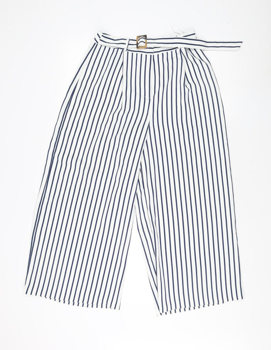 Topshop Women's Blue Striped Wide-Leg Trousers
