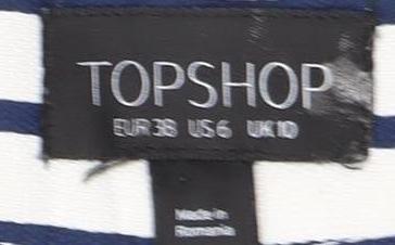 Topshop Women's Blue Striped Wide-Leg Trousers