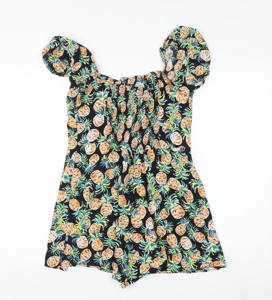 Bershka Women's Multicoloured Floral Playsuit Size 12