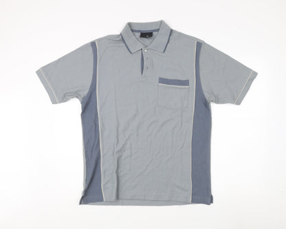 BHS Men's Blue Polo Shirt, Small, Short Sleeve, 100% Cotton