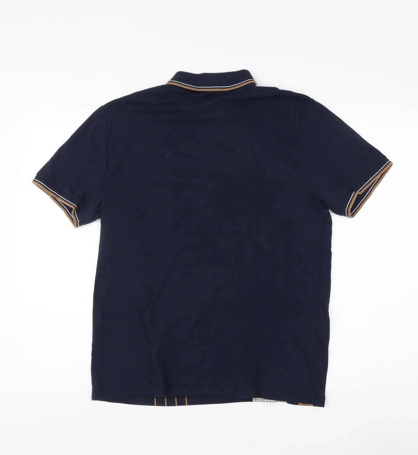 Next Men's Blue Collared T-Shirt, M, Colourblock Style