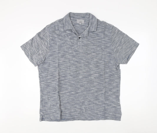 Marks and Spencer Men's Blue Polo Shirt, L, Classic Fit