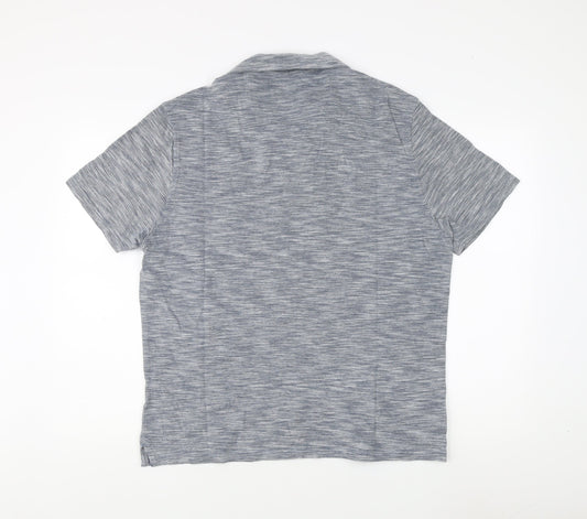 Marks and Spencer Men's Blue Polo Shirt, L, Classic Fit