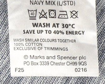 Marks and Spencer Men's Blue Polo Shirt, L, Classic Fit