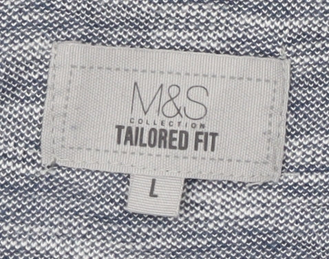 Marks and Spencer Men's Blue Polo Shirt, L, Classic Fit