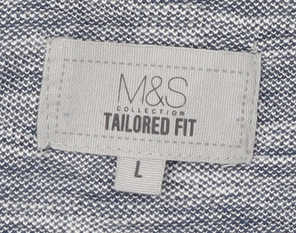 Marks and Spencer Men's Blue Polo Shirt, L, Classic Fit