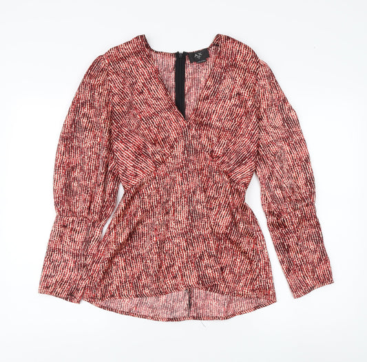 AX Paris Women's Red Geometric Blouse, Size 12