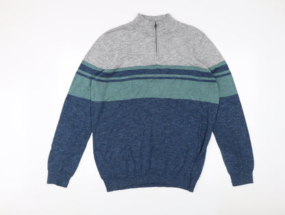 M&Co Men's Multicoloured 1/4 Zip Sweatshirt L