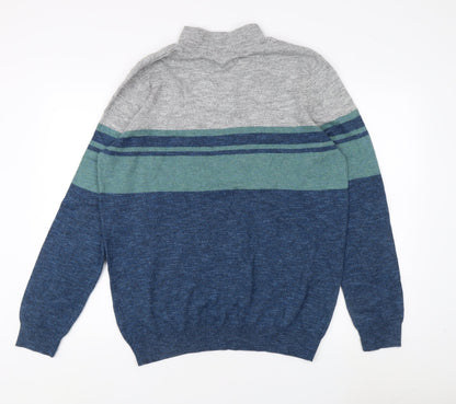 M&Co Men's Multicoloured 1/4 Zip Sweatshirt L