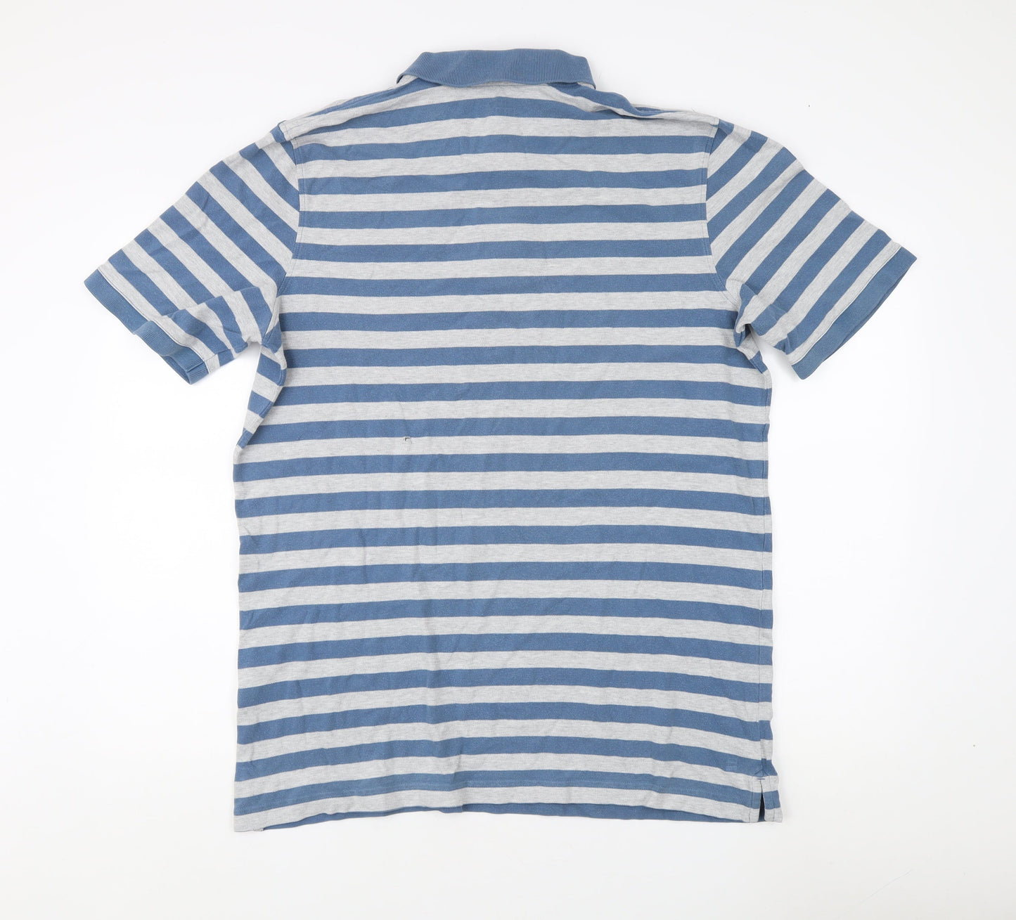 Lands' End Men's Blue Striped Polo Shirt L