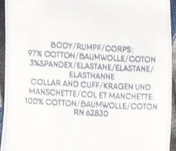 Lands' End Men's Blue Striped Polo Shirt L