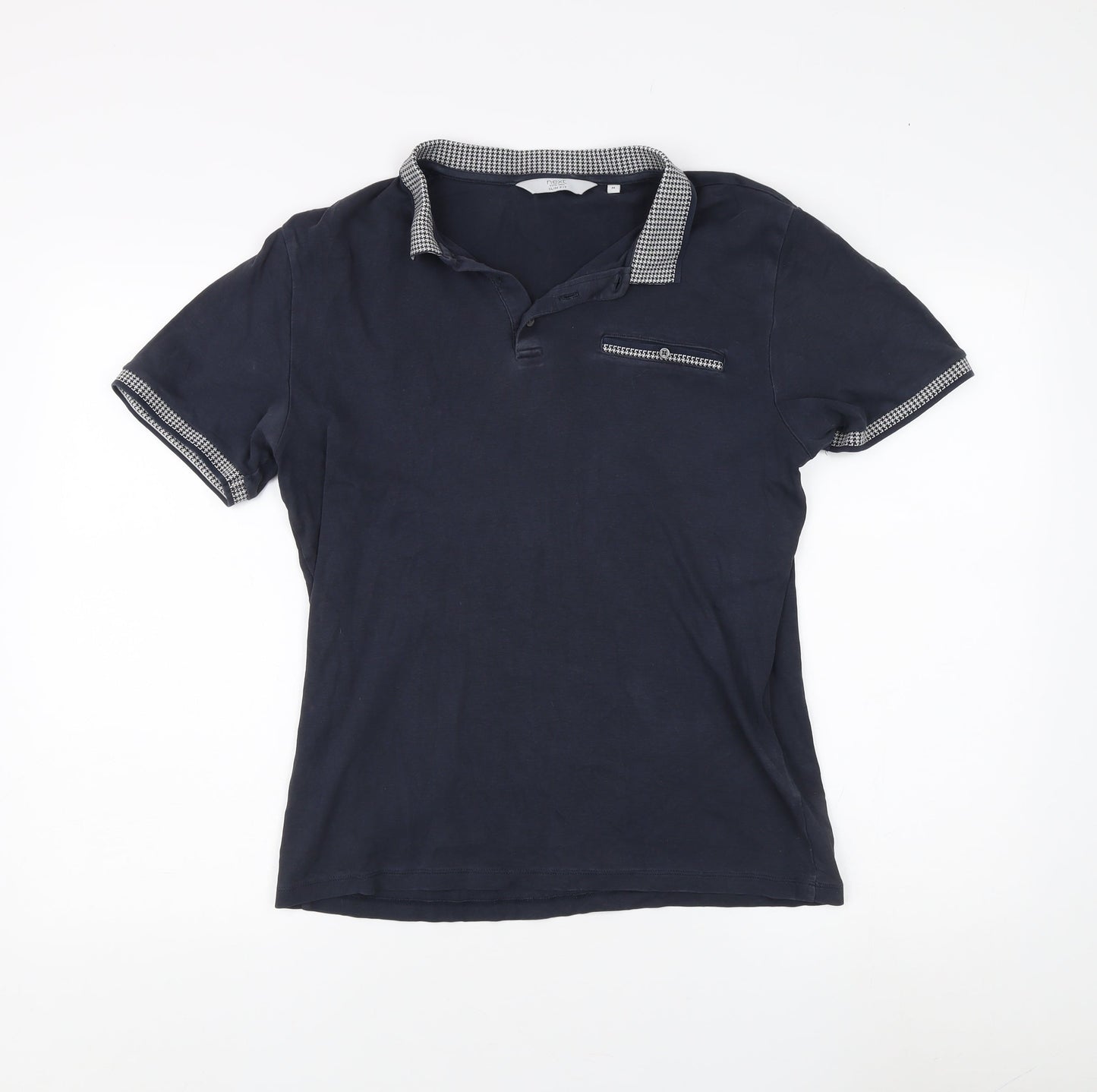 Next Men's Blue Polo Shirt, Medium, Cotton, Short Sleeve