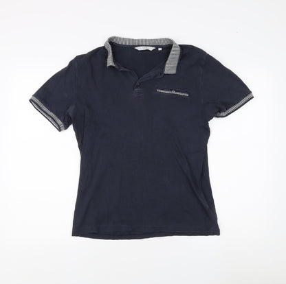 Next Men's Blue Polo Shirt, Medium, Cotton, Short Sleeve