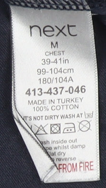 Next Men's Blue Polo Shirt, Medium, Cotton, Short Sleeve