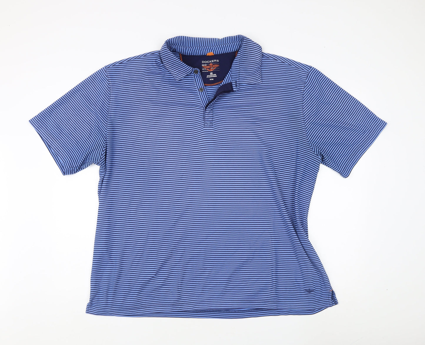 Dockers Men's Blue Striped Polo Shirt XL