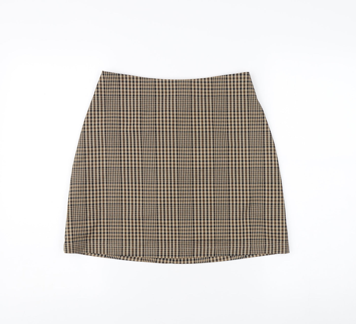 MONKI Women's Brown Check Pencil Skirt Size 8