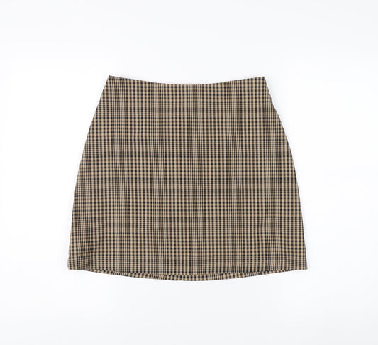 MONKI Women's Brown Check Pencil Skirt Size 8