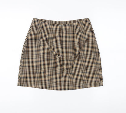 MONKI Women's Brown Check Pencil Skirt Size 8