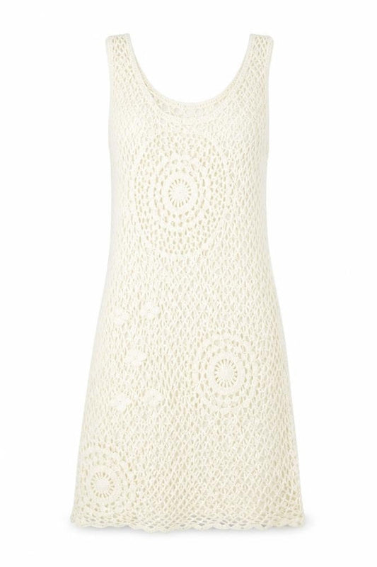 Solitaire Women's Ivory Crochet Tank Dress S