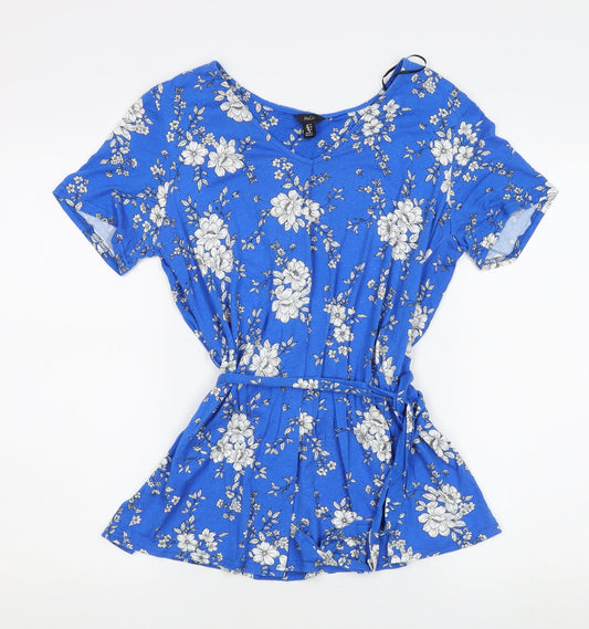 M&Co Women's Blue Floral Tunic Blouse Size 14